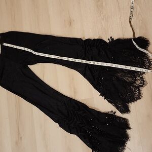 Jewled Leg Eyelash Lace  EvaLady Black Flare Women's Lace Pants Size MEDIUM NWOT